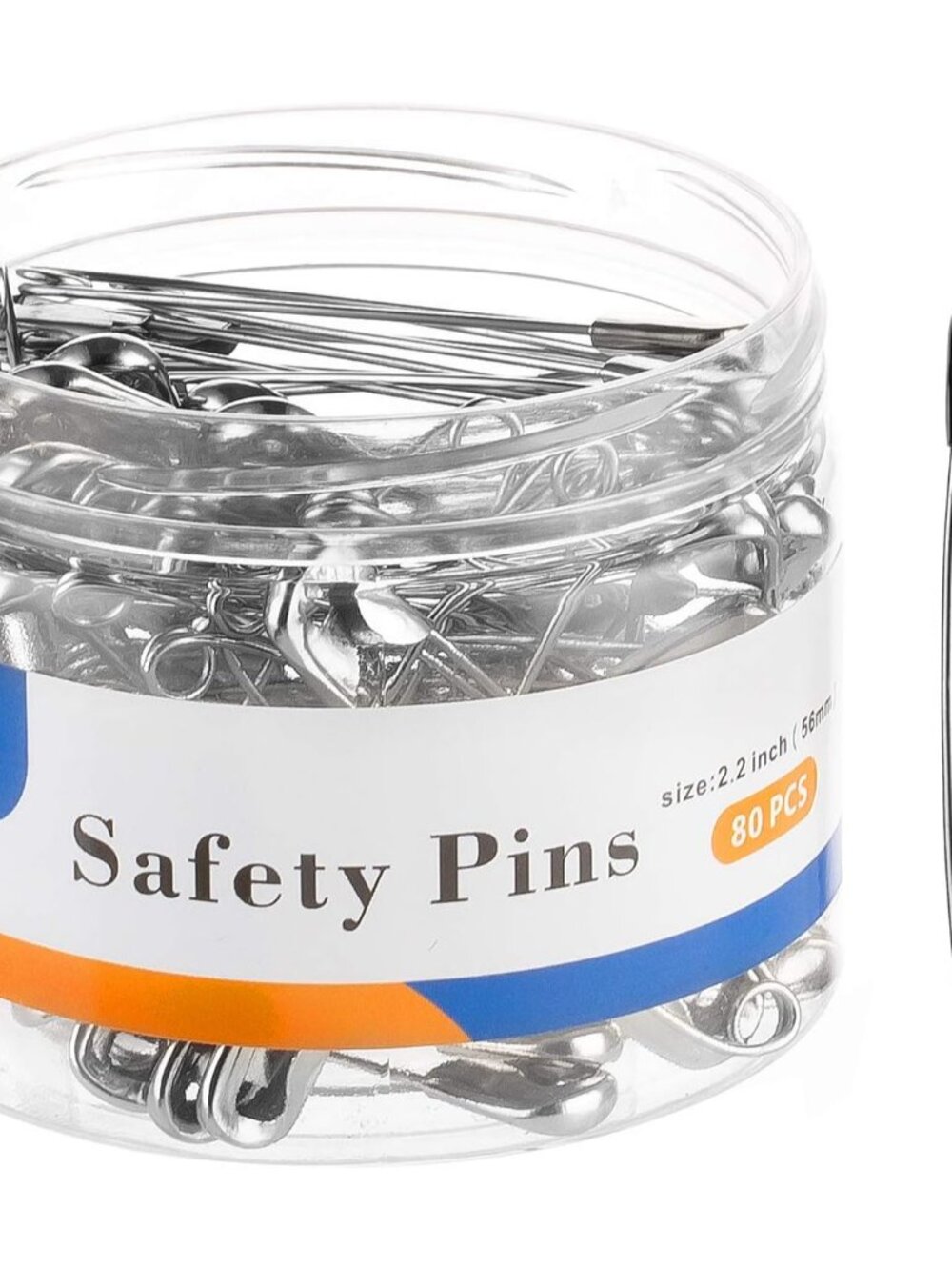 Large Safety Pins 2.2 Inch 56mm, Size 4, 80-Count, Nickel Finish